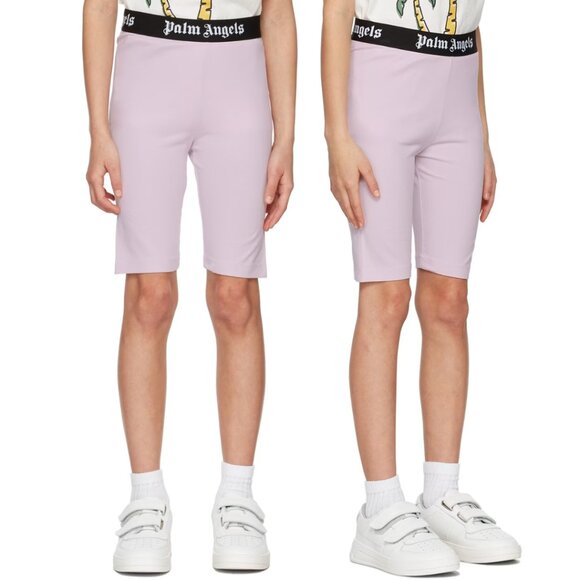 NWT Palm Angels Kids Cycling Shorts Lilac Sz 12 Logo Waistband